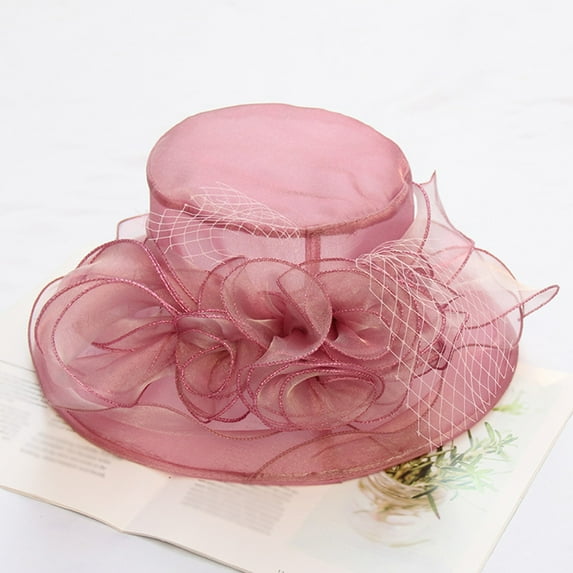 Ycuke Pink Tea Party Hat Church Hats for Women 2026 Elegant Church Hat Tea Party Accessories for Women Women Church Hats Funeral Hats for Women Church Hats for Women Red One Size