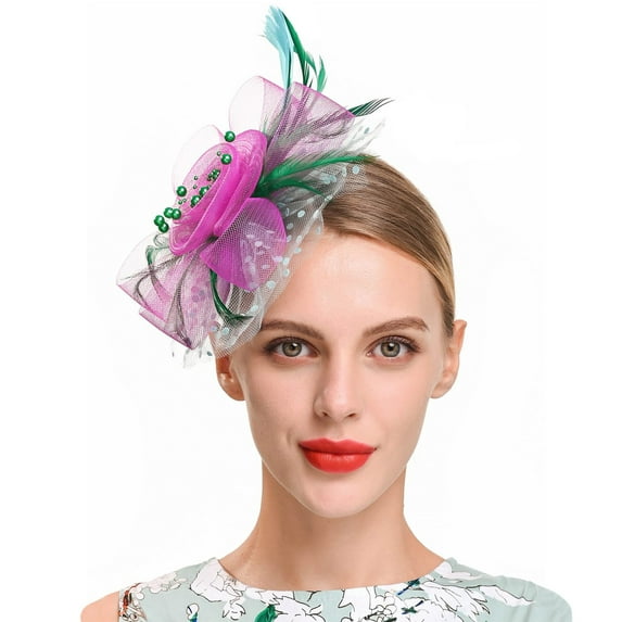 Ycuke Pink Tea Party Hat Tea Party Accessories for Women Tea Hats for Women 2026 Wedding Hats for Women Elegant Kentucky Derby Hat Sunday Hats for Women Wedding Hat Hot Pink One Size