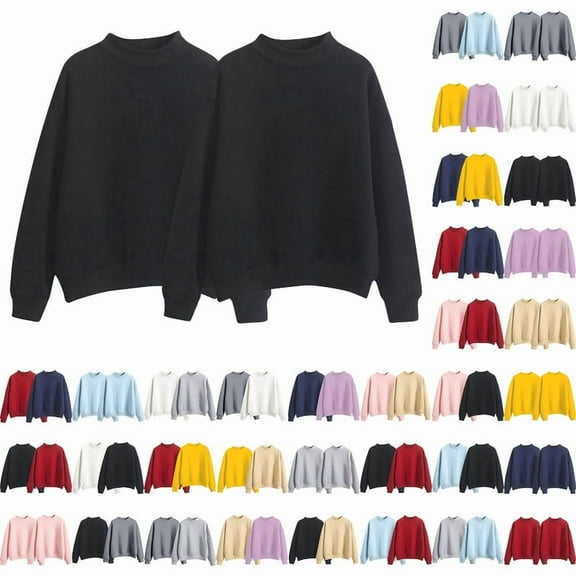 Ycuke Pullover Sweaters for Women Sudaderas Mujer Fall Sweaters Sweatshirts for Men Cardigan Sweaters for Women Fall Outfits Sweatshirt for Women Trendy Black(2PC) 2XL