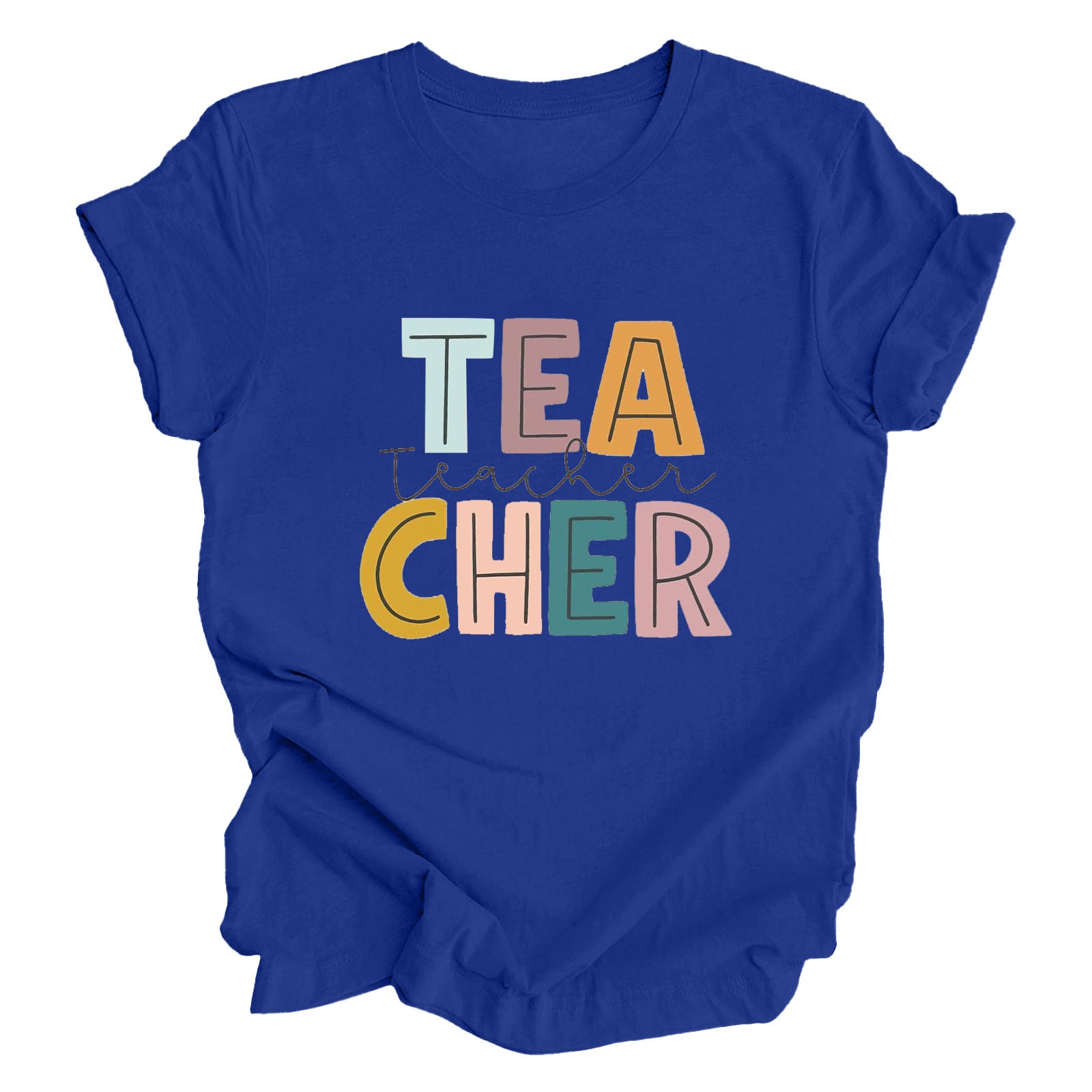 Teach T-Shirt For Women - Teacher Graphic Tee With 'Teach' Letter Print, Dark Grey, Comfortable Cotton Blend