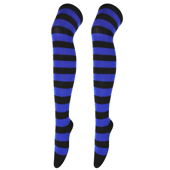 Ycuke Thigh High Compression Socks Compression Socks Thigh High Thick Thigh High Socks Striped Thigh High Socks Long Striped Socks Thigh High Striped Tights Women Dark blue One Size