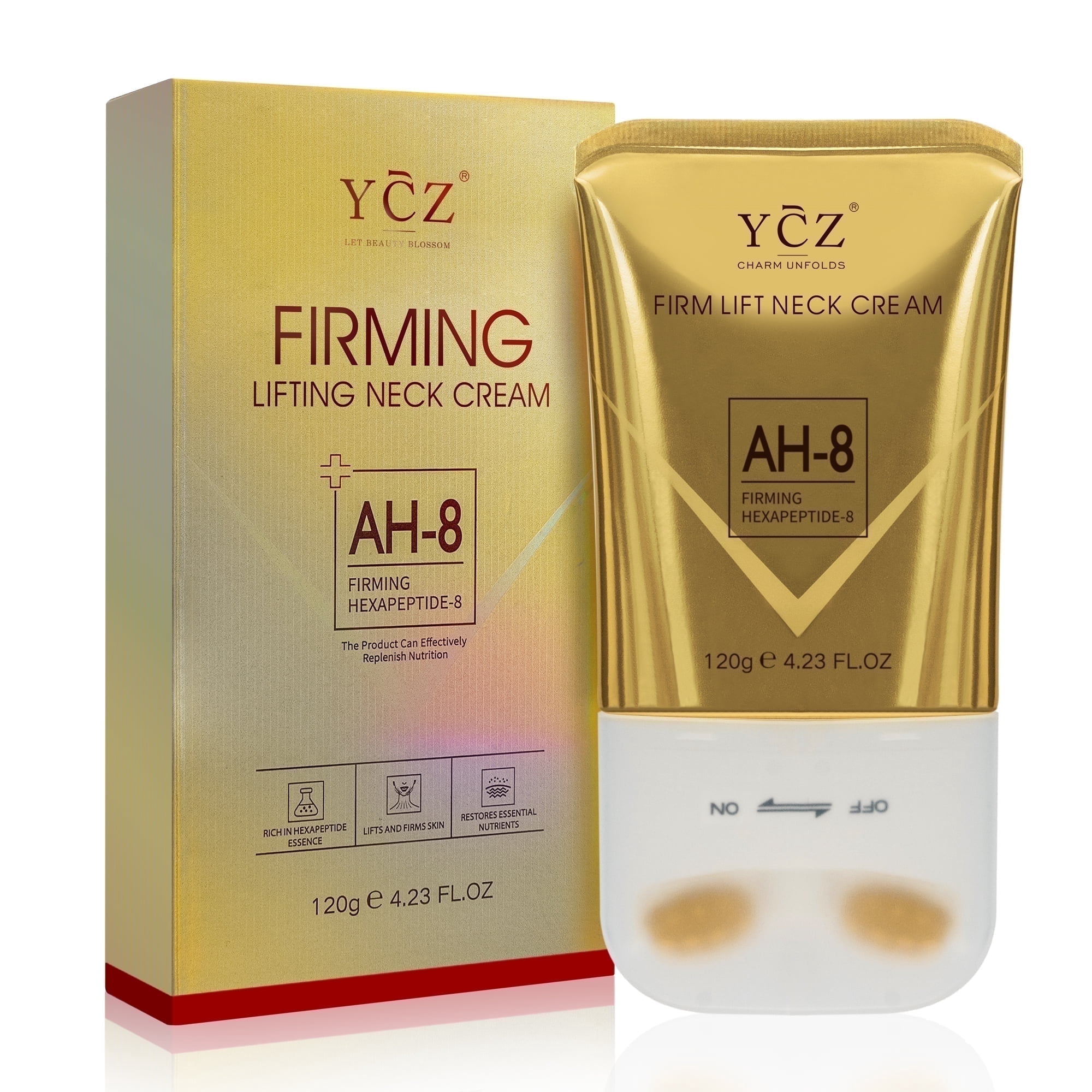 フェイスクリーム Y Ycz AH-8 Firming Neck Cream, Anti-Aging Moisturizer, Dual Roller