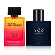 YCZ Men's Cologne Gift Set (2 Pack) - Marine Perfume & Love's Red Flame - Long Lasting Eau de Parfum - Fresh Aquatic & Spicy Wood Fragrance Bundle