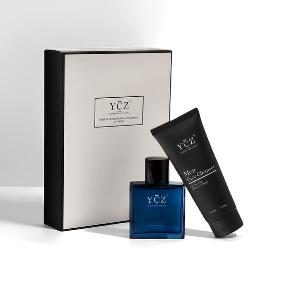 YCZ Men's Grooming Gift Set - Marine Cologne & Oil Control Face Cleanser | 2-Piece Luxury Fragrance & Skincare Kit for Him | Perfect Gift for Birthday, Anniversary, Valentine's Day