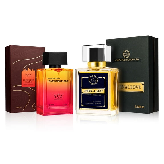 Ycz Men's Perfume Gift Set - 2.6oz Carnival Eternal Love Cologne & 1.65oz LOVE'S RED FLAME Passionate Scent - Long Lasting Spicy Woody Vanilla Fragrance for Daily Elegance & Special Occasions