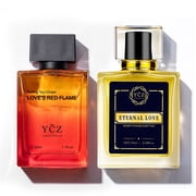 YCZ Men's Eau de Parfum Gift Set, Eternal Love 2.6 fl oz and Love's Red Flame 1.7 fl oz, Spicy Woody Scents, 2-Piece