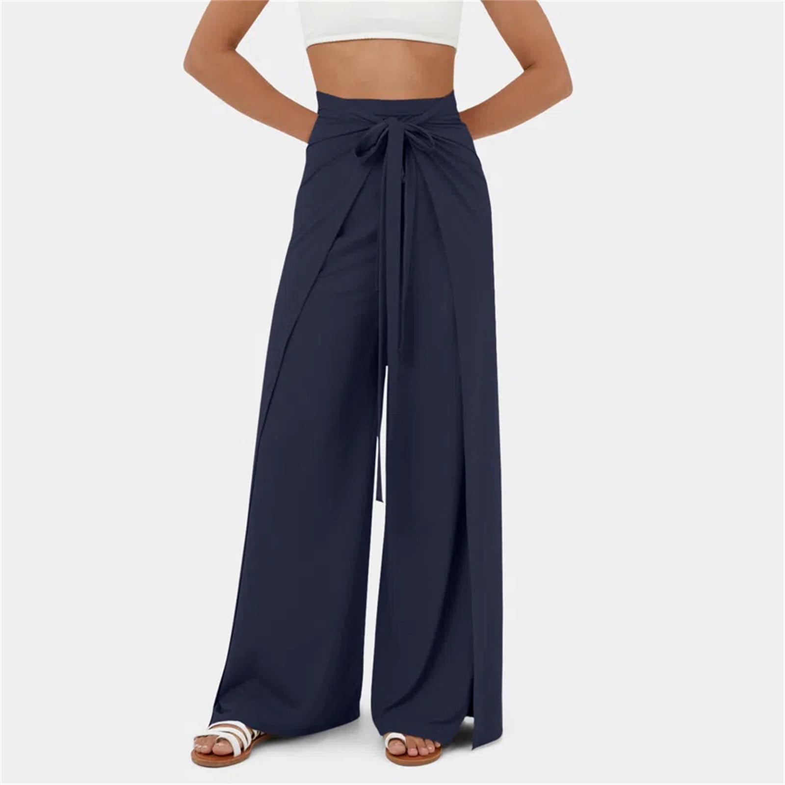 Ydkzymd Baggy Womens Lounge Pants Petite Loose Soft Yoga with Belt Slit