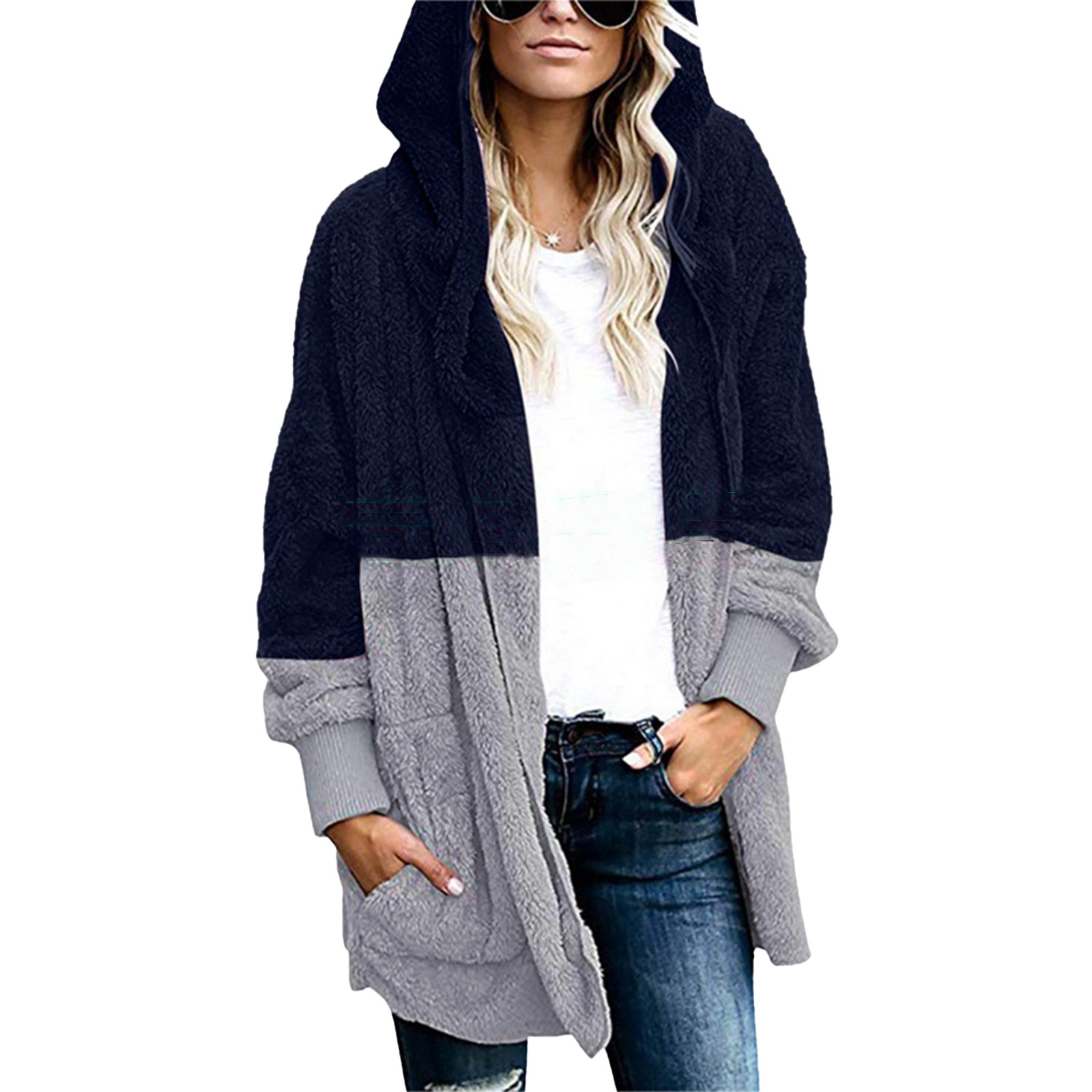 Ydkzymd Bed Jackets for Women Casual Knitted Sherpa Fleece Cardigan