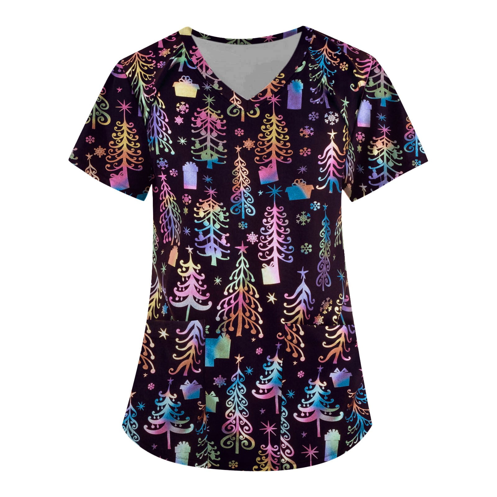 Ydkzymd Christmas Scrubs for Women with Pocket Graphic Printed Scrub