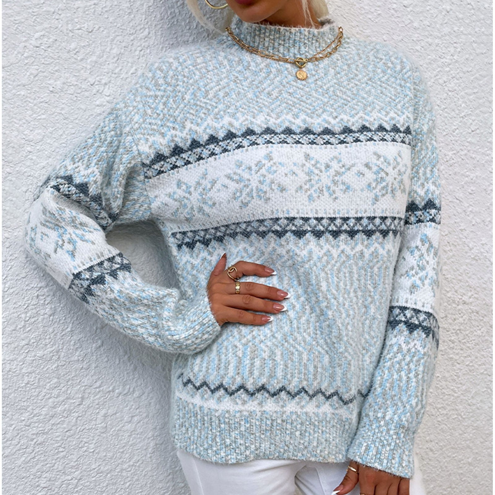 WJHWSX Sweaters for Women Cardigan Open Front Slim 90s Snowman Jacket for  Women Fashion Tops for Women Light Blue 