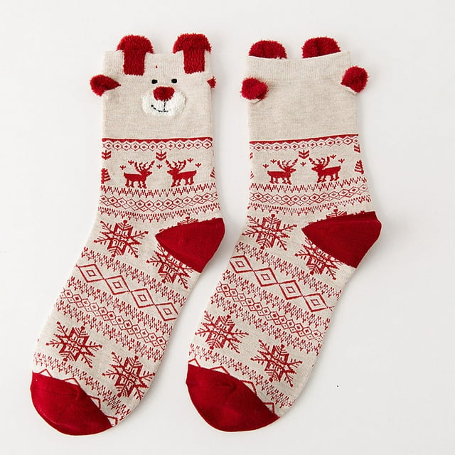 Ydkzymd Christmas Women's Socks Casual Warm Socks Comfy Snowflake ...
