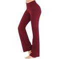 thumbnail image 1 of Ydkzymd Cotton Yoga Pants for Women with Pockets High Waist Wide Leg Tummy Control Yoga Pants Casual Bootcut Workout Leggings 4 Pockets Wine XL, 1 of 5