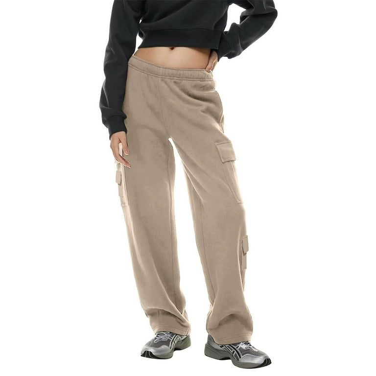 Ydkzymd Extra Long Sweatpants for Women Joggers Comfy High Waist Straight Leg Trousers Plus Size Cozy Oversized with Pockets Pants Wide Solid Color Petite Elastic Pant Brown 2XL Walmart