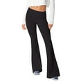 thumbnail image 1 of Ydkzymd Fold Over Flare Leggings Women Joggers Y2k Low Rise Leggings Bell Bottom Bootcut Stretchy Yoga Pants Black 3XL, 1 of 6