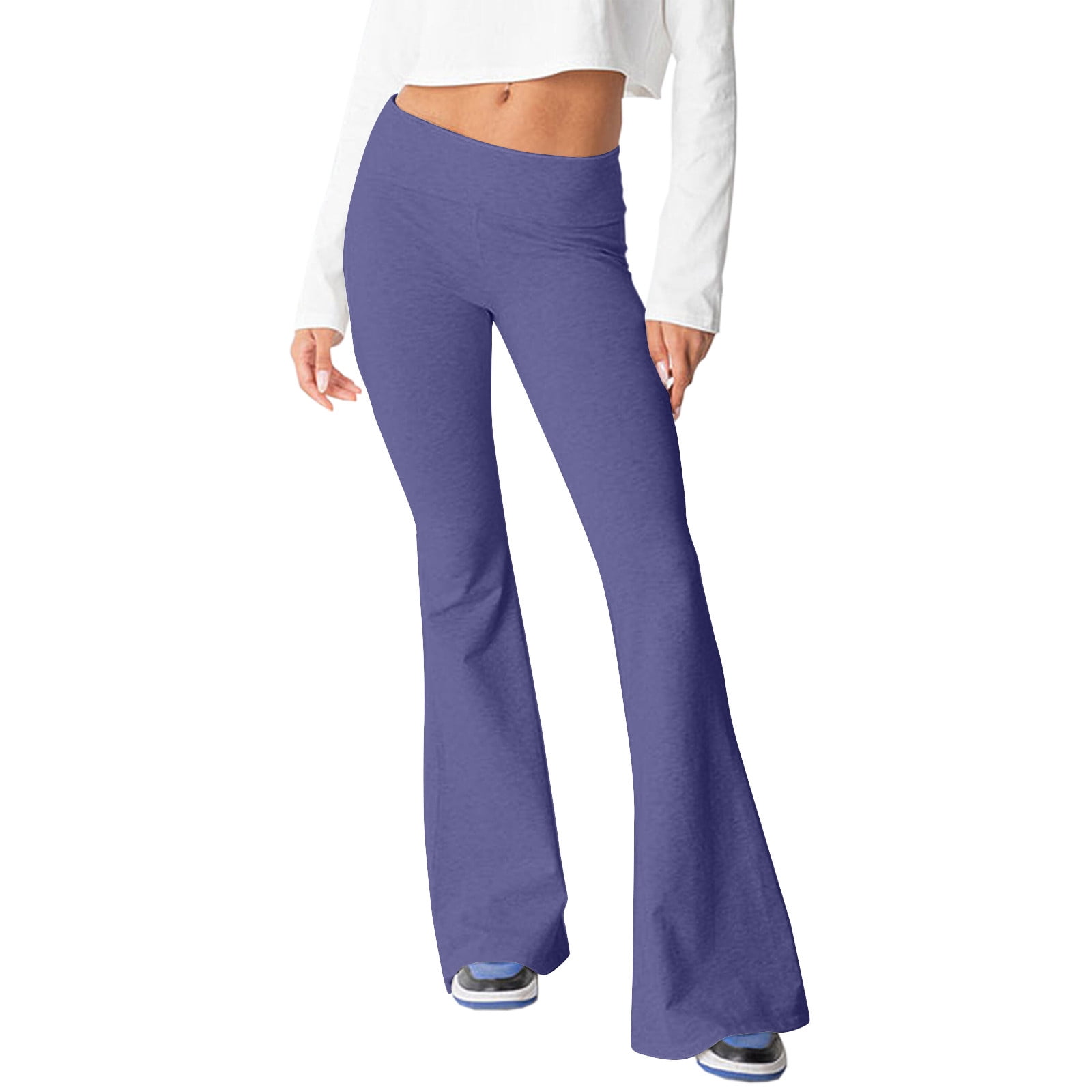 Ydkzymd Fold Over Flared Leggings for Women High Waisted Bootcut Y2k — free download