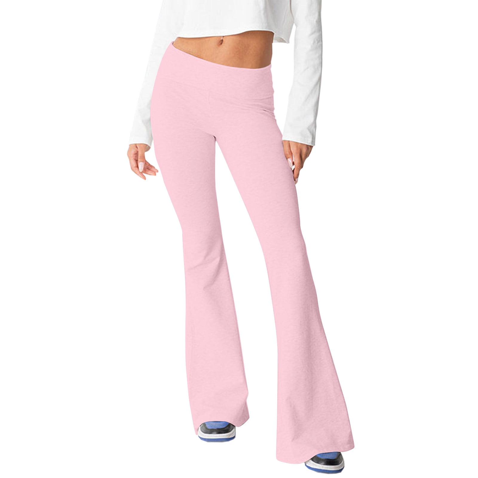 Ydkzymd Fold Over Flared Leggings for Women High Waisted Y2k Wide Leg — free download