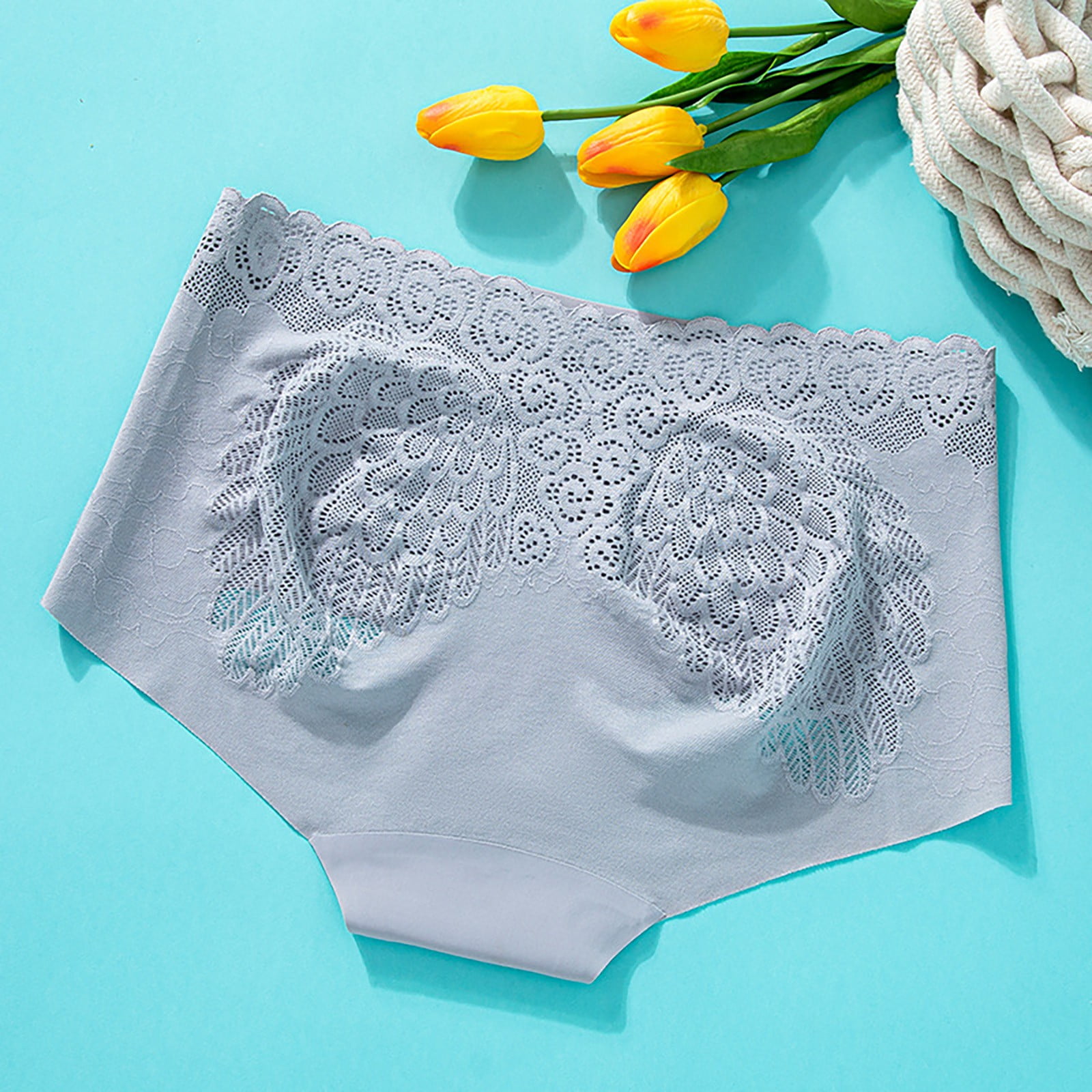 Ydkzymd High Waisted Thong Bikini Bow Low Rise Lace Panties Hi Cut