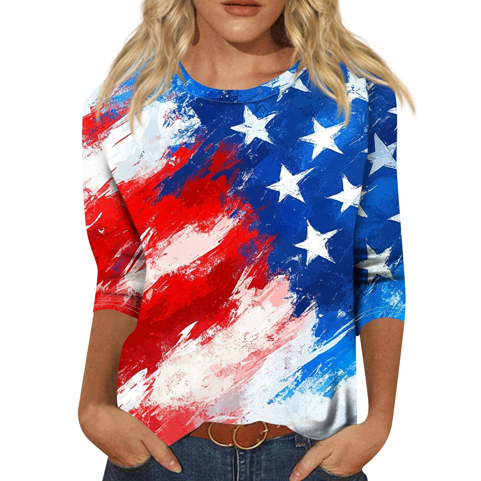 Women's 4th Of July Shirt | American Flag Patriotic Oversized T-Shirt, Short Sleeve Chill The Fourth Out Top