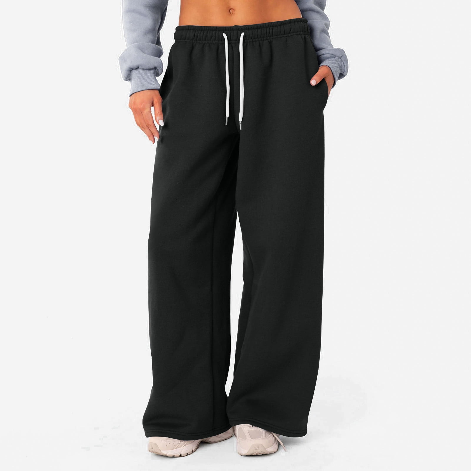 Ydkzymd Cargo Sweatpants for Workout High Waist Petite Pants for Women Petite Length Short Athletic Loose Fit Elasitc Waist with Pockets Elasitc Trousers Drawstring Lounge Pants Black S Walmart