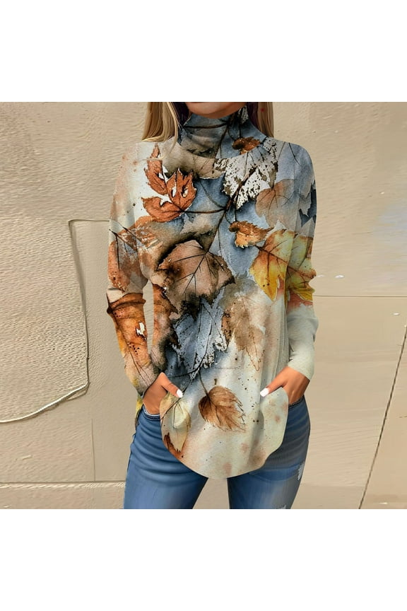 Long Sleeve Christmas Shirts for Women Tunic Yellow Flower Womens Mock Turtleneck Long Sleeve Shirts L Casual Petite Floral Tops Athletic Turtleneck Tie Dye Shirts