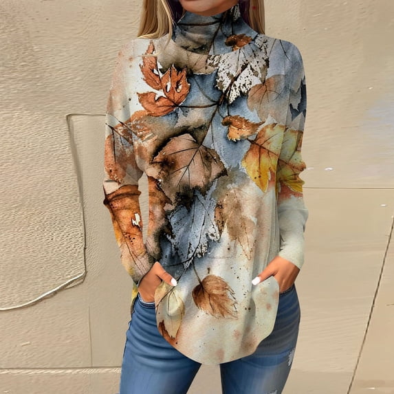 Ydkzymd Fitted Long Sleeve Shirt Women Yellow Casual Long Sleeve Tshirt Set for Women M Flower Athletic Petite Shirts Floral Tie Dye Turtleneck Tops