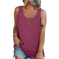 thumbnail image 1 of Ydkzymd Plus Size Tank Tops for Women Packs Red Henley Comfy Flowy Blouses Solid Color Casual Plus Size Tunics Sleeveless Button Up Funny T Shirts Red M, 1 of 7