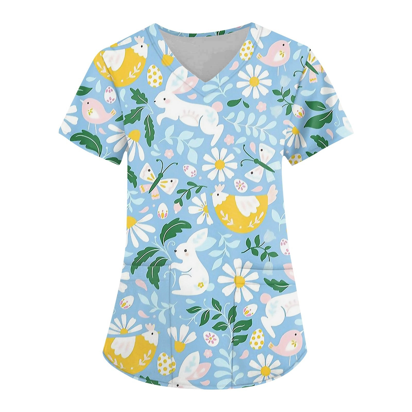 Ydkzymd Scrub Easter Womens S Short Sleeve Plus Size Easter Shirts