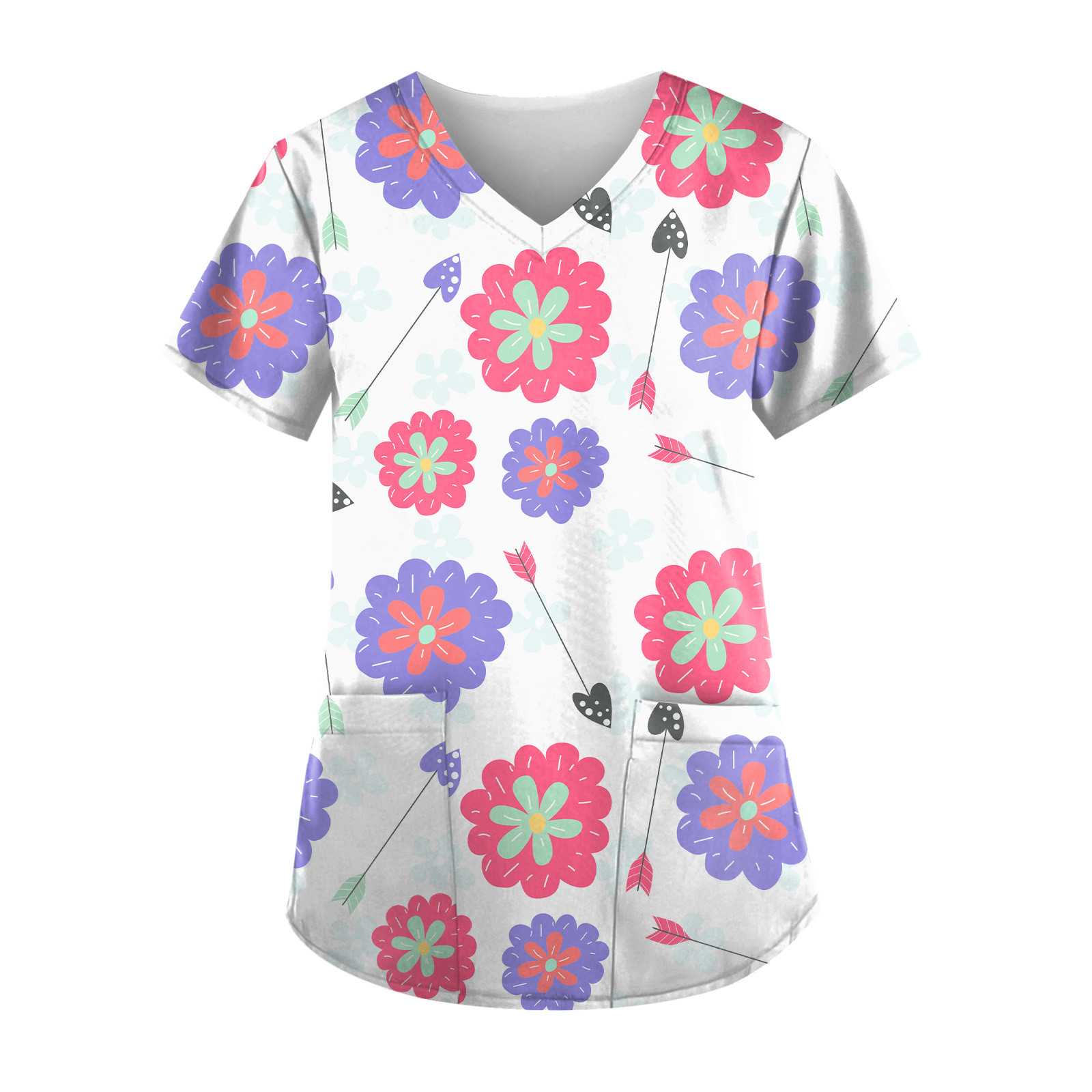 Ydkzymd Scrub Tops for Women Clearance Purple Nurse Christmas Print