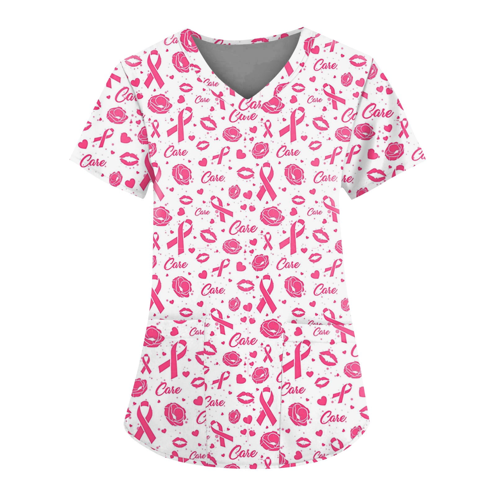 Ydkzymd Scrub Tops for Women Plus Size Petite Floral Print V Neck Tops
