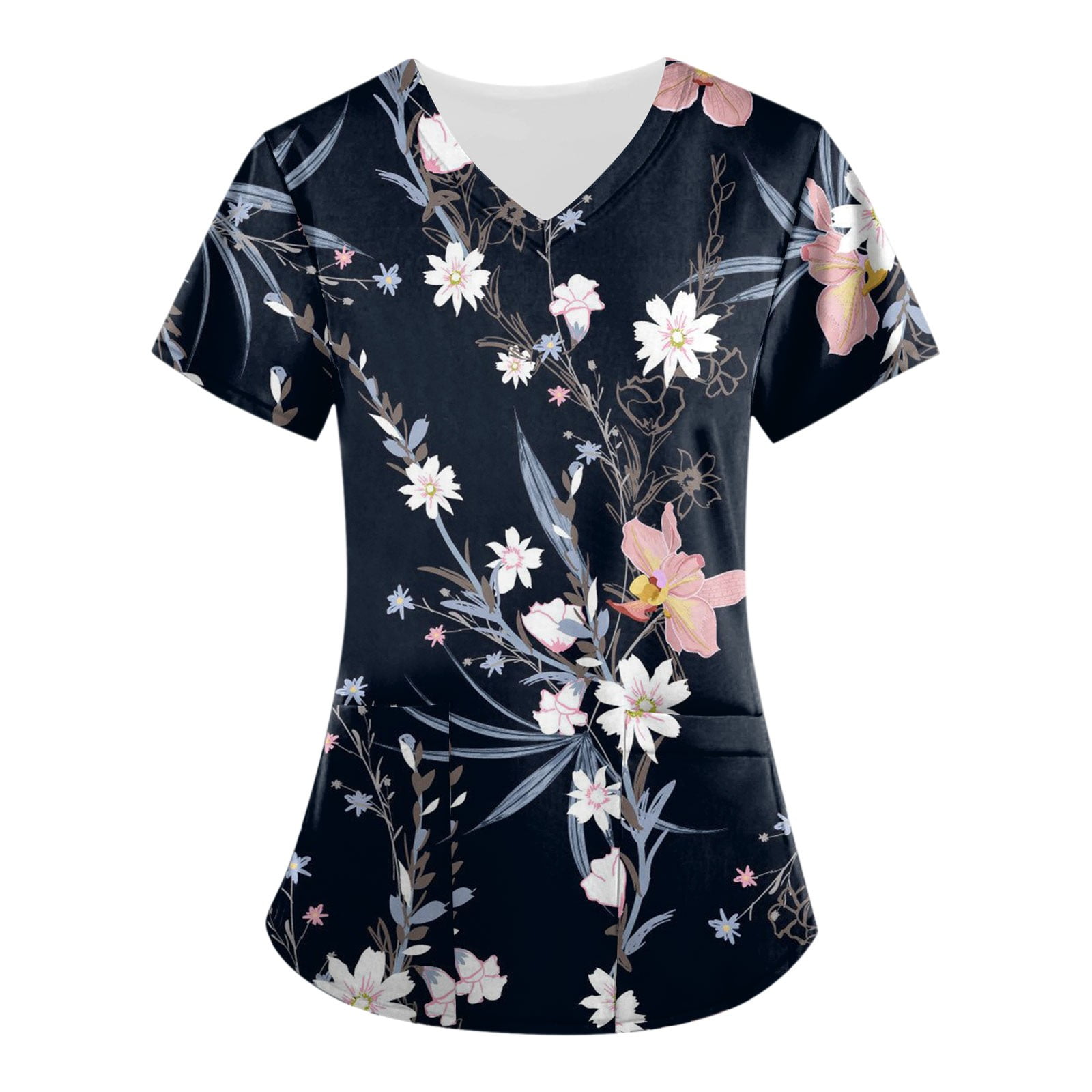 Ydkzymd Scrub Women Top 4XL Print Nursing Uniforms Scrubs for Plus Size