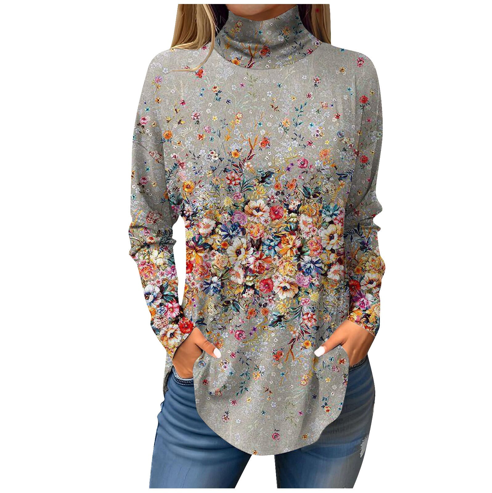 Ydkzymd Shirts for Women Long Sleeve Khaki Tie Dye Tunic Womens Shirts