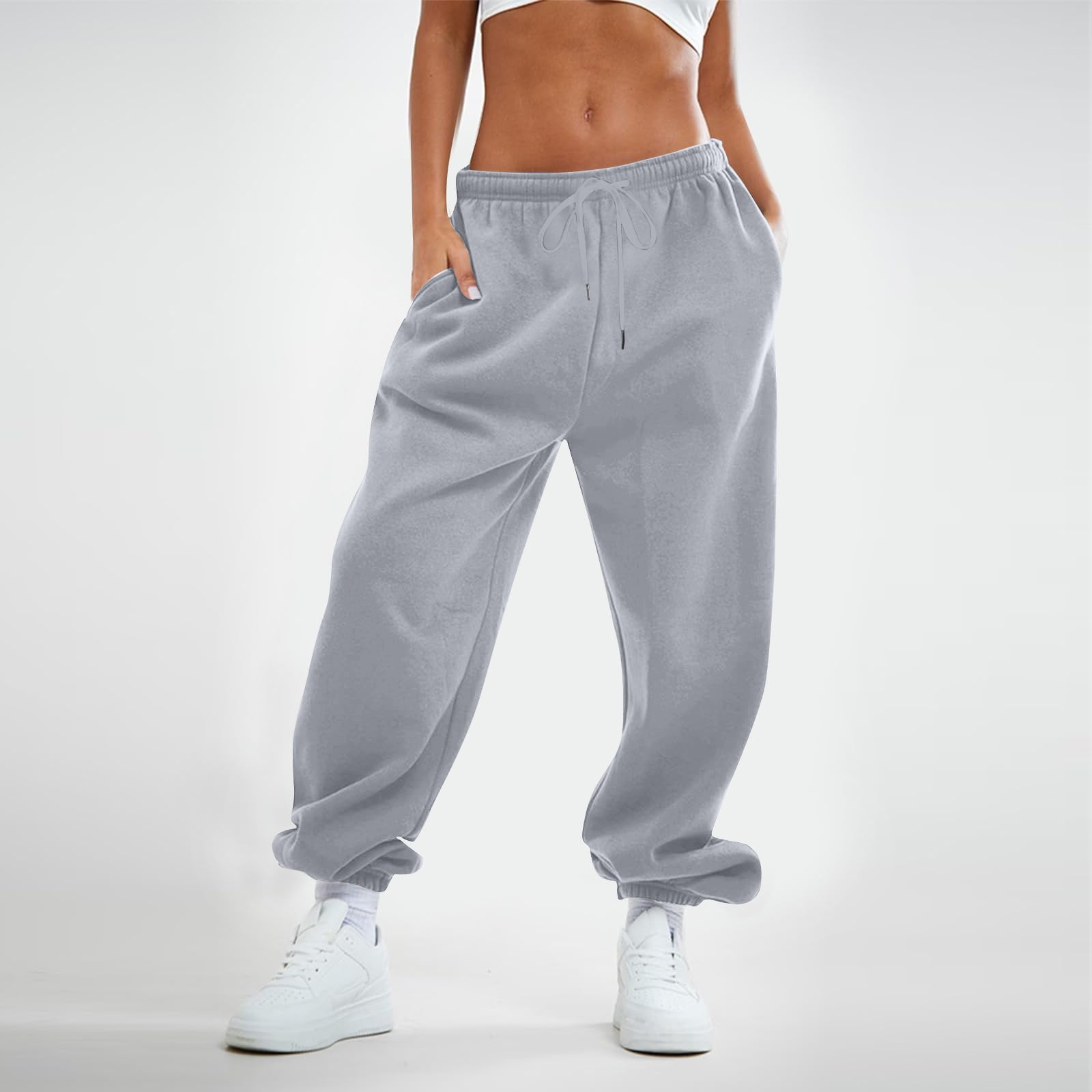 Ydkzymd Sweatpants Set For Womens Gray Joggers Plush With Pocket Womens