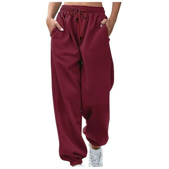 Ydkzymd Sweatpants For Tall Women Wine Tie Dye Sport Joggers Womens Plaid Pajama Pants Soft Plush Elastic With Pocket Sweatpants Drawstring High Waist Cinch Bottom Sweatpants 2XL