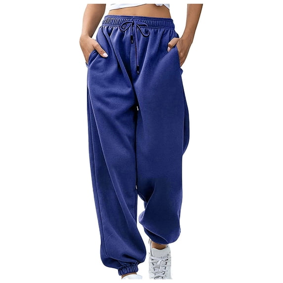 Ydkzymd Winter Sweatpants For Women Sets Royal Blue Drawstring Joggers Plush Scrub Pants For Women Plus Size Cinch Bottom Tie Dye Sport Sweatpants With Pocket High Waist Elastic Pants XL