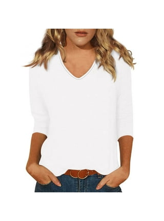 Aofany Women Blouse Loose Shirts Solid Color Buttons Zipper V-Neck