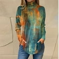 thumbnail image 1 of Ydkzymd Womens Army Green Long Sleeve Shirt Plus Petite Long Sleeve V Neck T Shirts for Women L Athletic Turtleneck Floral Tops Casual Tie Dye Flower Blouses, 1 of 5