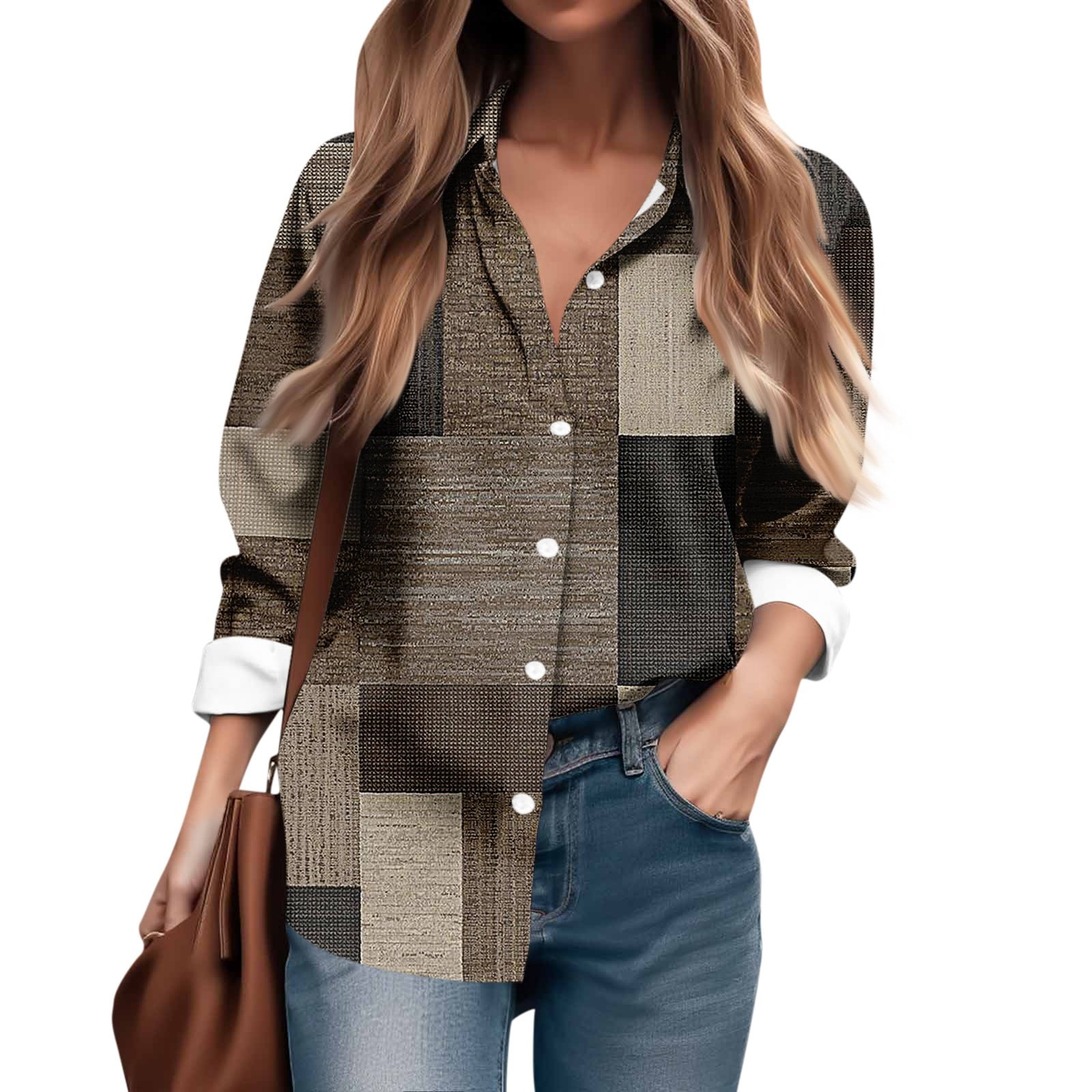 Ydkzymd Womens Dark Green Shirts Long Sleeve Xxl Color Block Marble