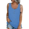 thumbnail image 1 of Ydkzymd Womens Layering Tank Tops Sky Blue Flowy Fashion Sleeveless Blouses Solid Color Cute Henley T Shirts Button Up Plus Size Trendy Tunics Sky Blue 3XL, 1 of 7