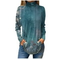 thumbnail image 1 of Ydkzymd Womens Long Sleeve Shirts Turquoise Trendy Tunic Graphic T Shirts for Women Thermal Tie Dye Plus Size Turtleneck Tops Petite floral Plain Blouses M, 1 of 2