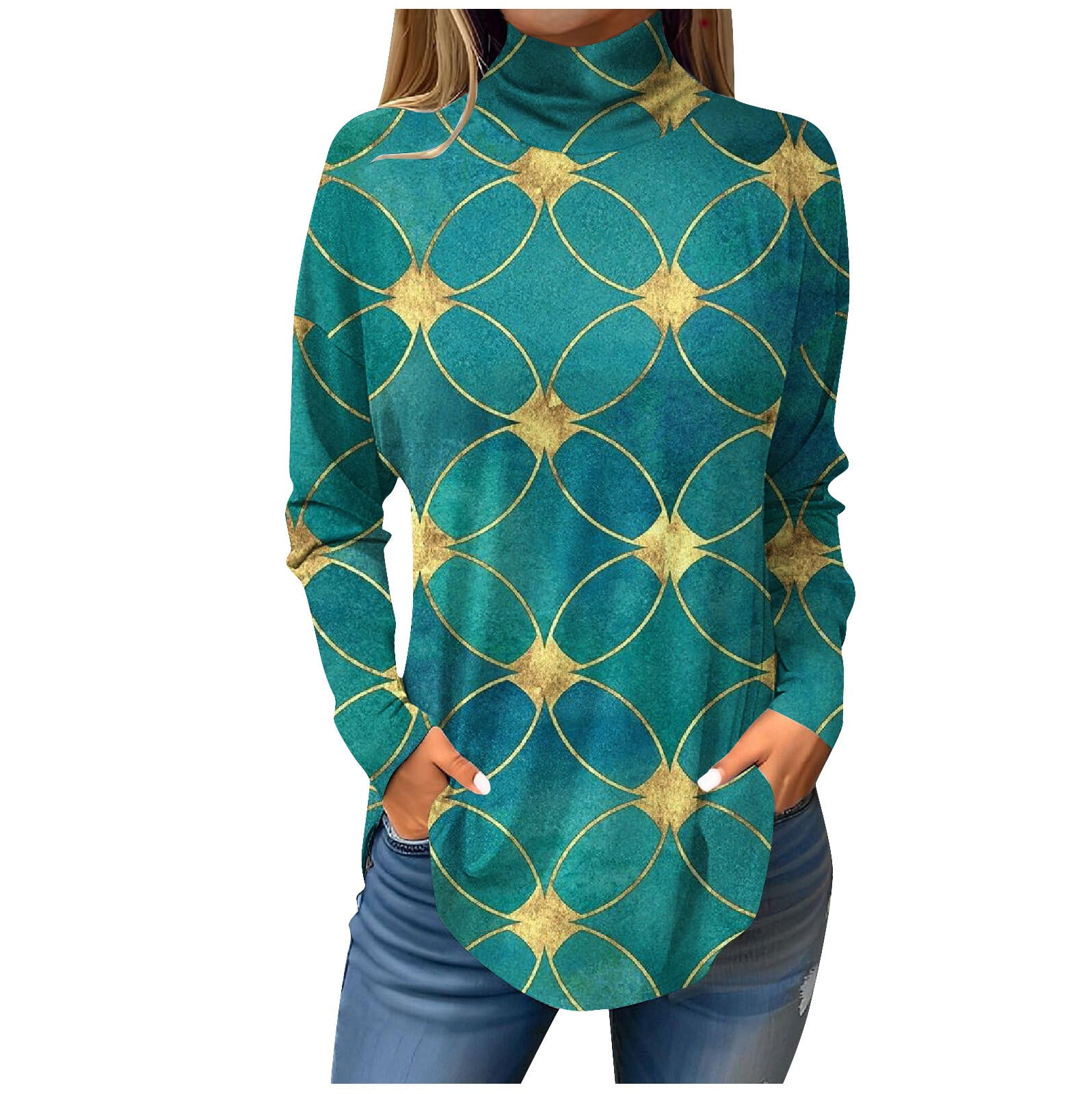 turquoise mock turtleneck