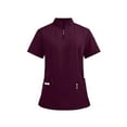 thumbnail image 1 of Ydkzymd Womens Scrubs Top Short Sleeve with Pockets Nursing Uniforms Fitted Scrubs Zip Mock Neck Jogger Plus Size Scrub Tops Deep Red M, 1 of 5