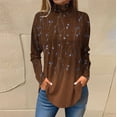thumbnail image 1 of Ydkzymd Womens Shirts Long Sleeve Brown Plain XL Womens Plus Maroon Shirt Long Sleeve Floral Casual Turtleneck Thermal Tops Plus Size Trendy Tie Dye Blouses, 1 of 5