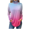 thumbnail image 1 of Ydkzymd Womens Shirts Long Sleeve Light Purple Trendy Thermal Casual Shirts for Women Turtleneck Tunic Tie Dye Plus Size Blouses Plain color block Petite Tops 2XL, 1 of 4