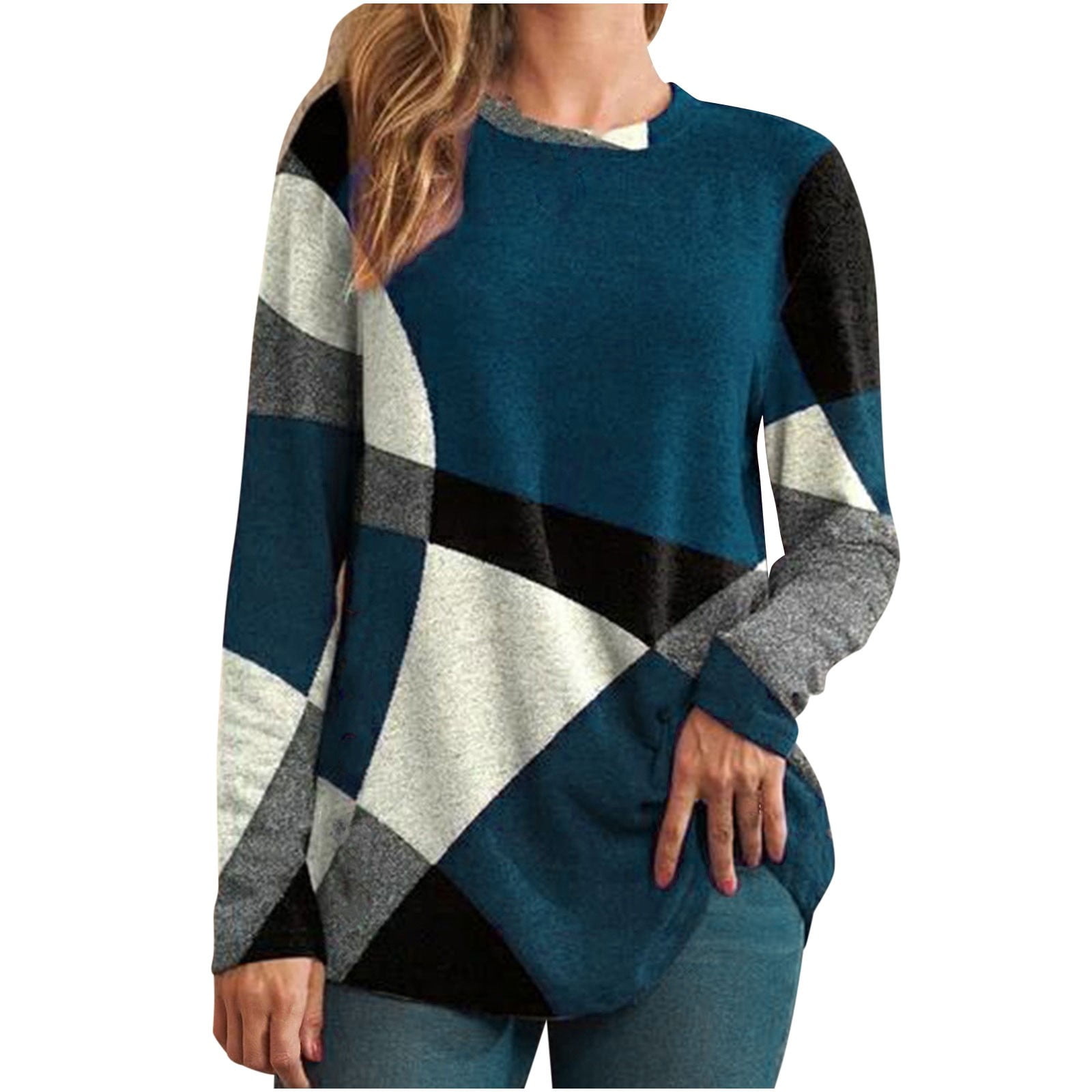 Ydkzymd Womens Striped Sweater Cashmere Loose Fit Striped Elegant ...