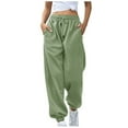 thumbnail image 1 of YDKZYMD Extra Long Sweatpants For Women Tall Drawstring Fleece Cargo Sweatpant with Pockets Petite High Waist Casual Baggy Pants Cinch Bottom Loose Fit Green Jogger Pants, 1 of 6