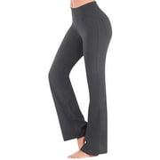 Ydkzymd Womens Yoga Pants with Pockets Flare Legs Bootcut High Waist Casual Yoga Pants Workout Tummy Control Wide Leg Leggings 4 Pockets Gray XL