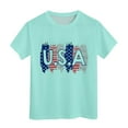 thumbnail image 1 of Mrzhqd 4Th Of July Shirts For Boys Girls Children Short Sleeved Comfortable Soft Independence Day Printed Top T Shirt Mint Green 4-5 Years, 1 of 4