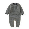thumbnail image 1 of Ydojg Baby Boys Girls Bodysuit Cable Knit Splice Romper Cotton Long Sleeve Boy Girl Sweater Clothes Jumpsuit, 1 of 9