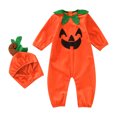 thumbnail image 1 of Ydojg Baby Toddler Bodysuits Boys Girls Long Sleeve Romper Cartoon Pumpkin Jumpsuit Hat Outfits, 1 of 9