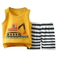 thumbnail image 1 of Mrzhqd Baby Toddler Boys Girls Cartoon Outfits Set Cartoon Car Pattern Sleeveless Vest Tops With Casual Shorts Summer Outdoor Fashionable Suit Yellow 4-5 Years, 1 of 4